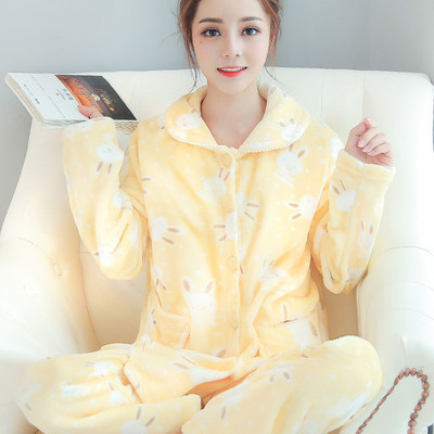 Vanled秋冬季加厚珊瑚絨睡衣 保暖舒適，時尚碎花設計